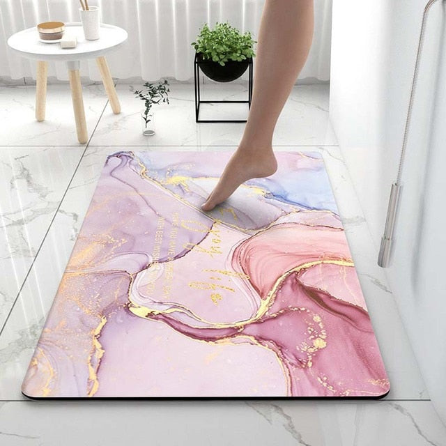Marble Bathroom Rugs - Pink Powder Marble / XXS - Made of Stars