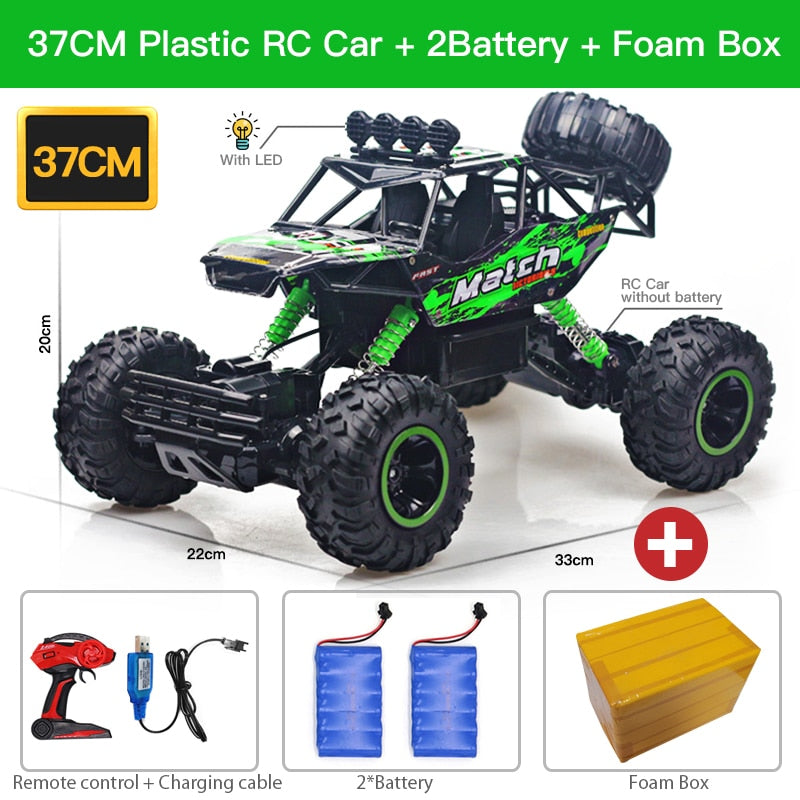 ZWN TurboTracer Series - 4WD RC Car with LED Lights - Green Plastic / 15 inches / 2 batteries - Made of Stars