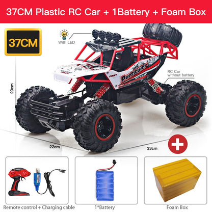 ZWN TurboTracer Series - 4WD RC Car with LED Lights - Red Plastic / 15 inches / 1 battery - Made of Stars