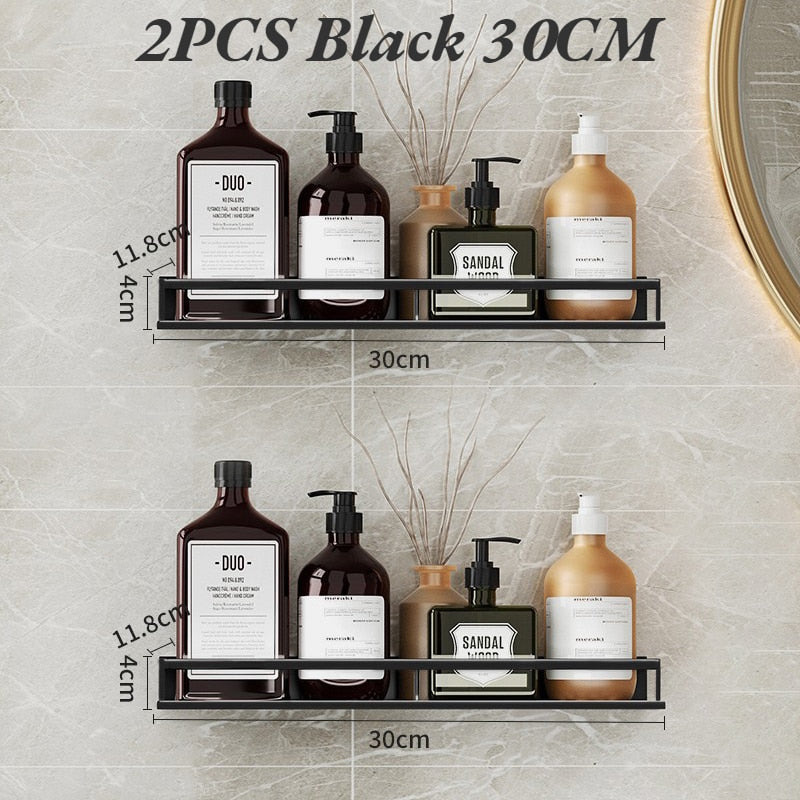 Bathroom Wall Shelf - 2PCS 30CM / Black - Made of Stars