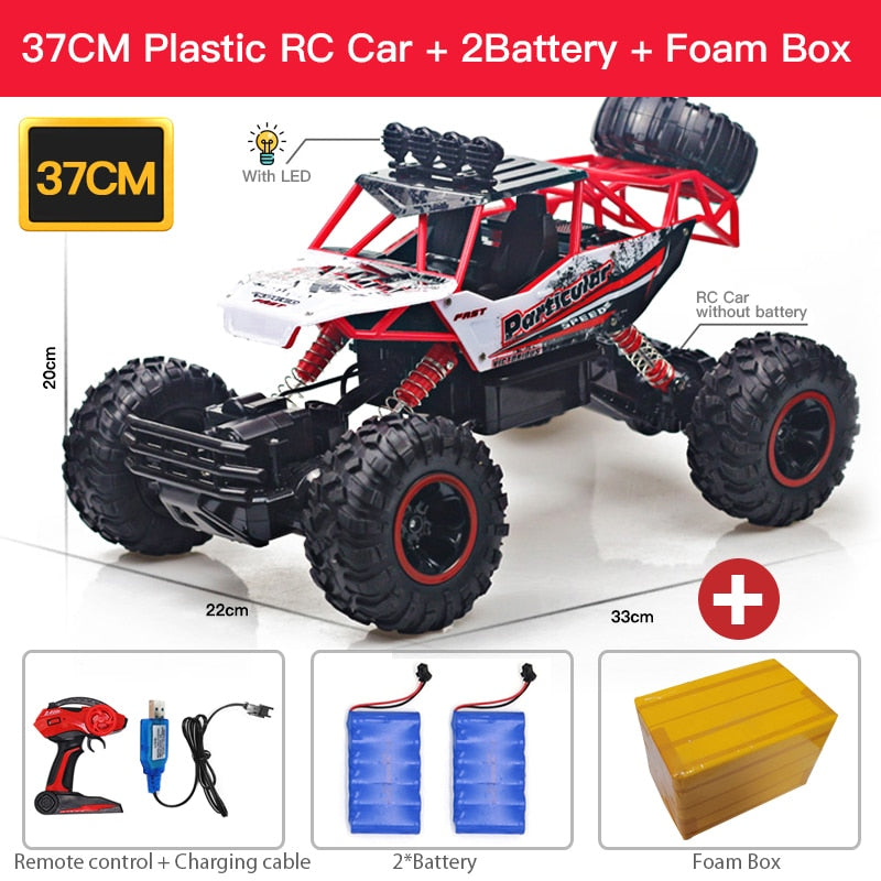 ZWN TurboTracer Series - 4WD RC Car with LED Lights - Red Plastic / 15 inches / 2 batteries - Made of Stars