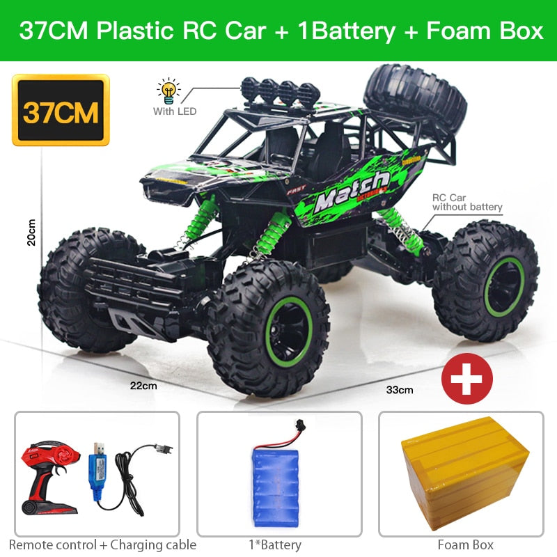 ZWN TurboTracer Series - 4WD RC Car with LED Lights - Green Plastic / 15 inches / 1 battery - Made of Stars
