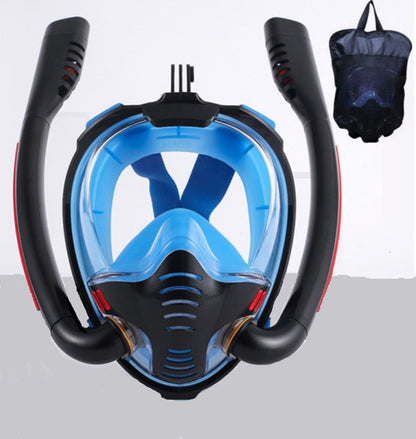 Full Face Diving Mask - Double tube Black/Blue / S - Made of Stars