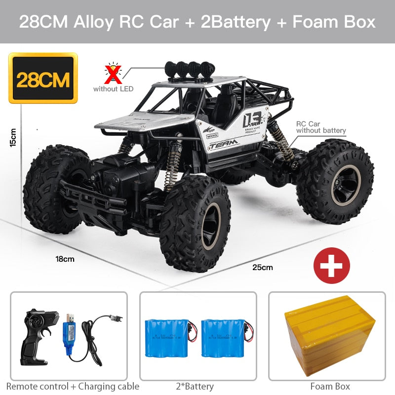 ZWN TurboTracer Series - 4WD RC Car with LED Lights - Silver Alloy / 11 inches / 2 batteries - Made of Stars