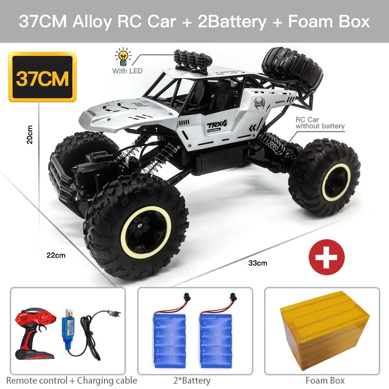 ZWN TurboTracer Series - 4WD RC Car with LED Lights - Silver Alloy / 15 inches / 2 batteries - Made of Stars
