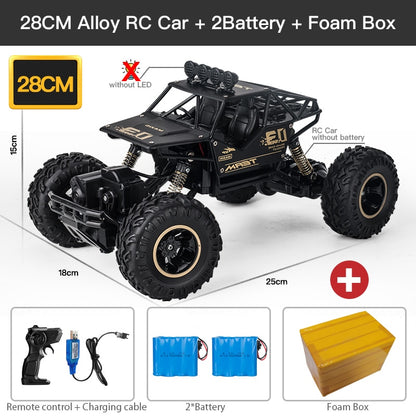 ZWN TurboTracer Series - 4WD RC Car with LED Lights - Black Alloy / 11 inches / 2 batteries - Made of Stars