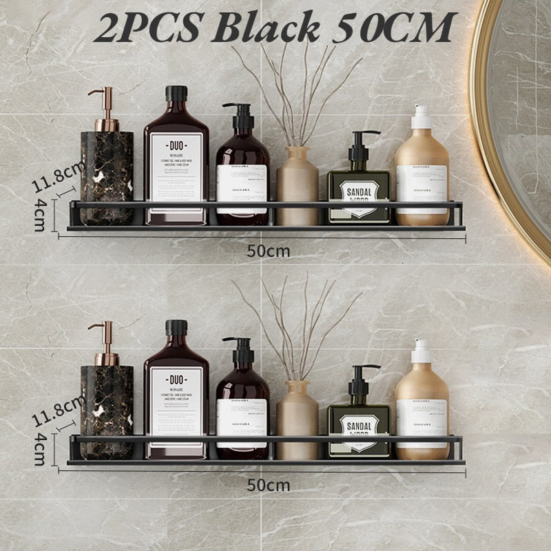 Bathroom Wall Shelf - 2PCS 50CM / Black - Made of Stars