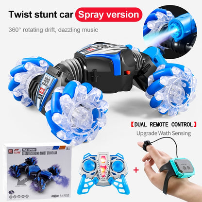 MistRider TurboTwist - 360° 4WD Remote Control Stunt Car - Blue - Spray Version / RC + Watch - Made of Stars