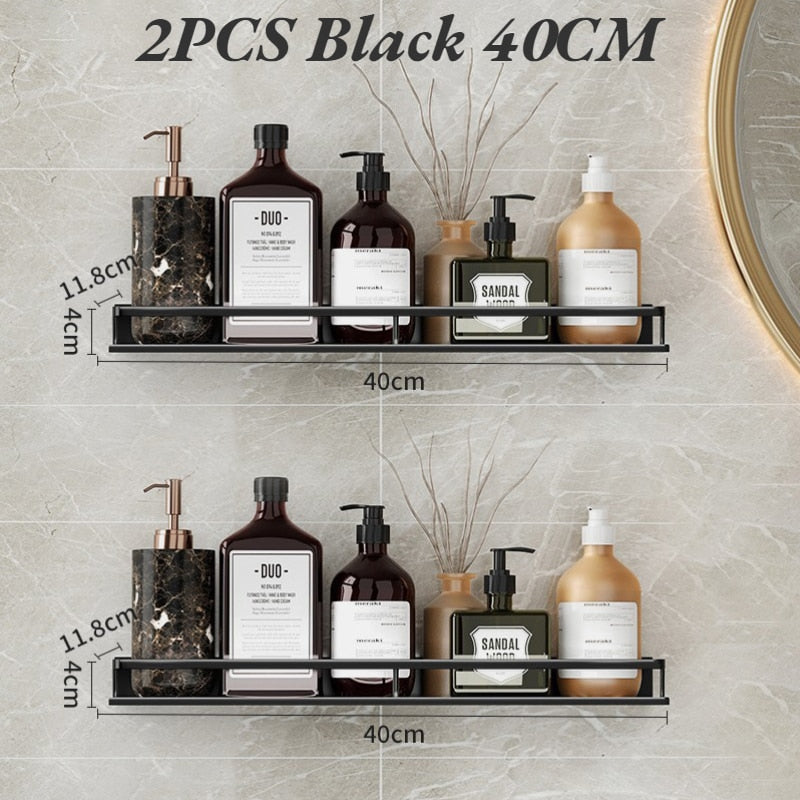 Bathroom Wall Shelf - 2PCS 40CM / Black - Made of Stars