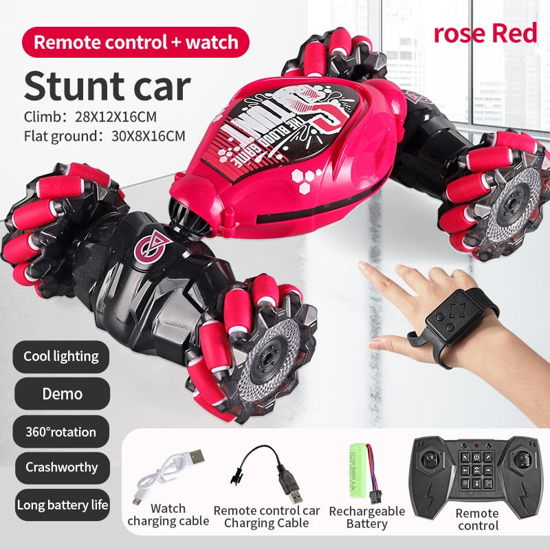Luminous Stunt Strider - RC + Watch Stunt Car - Red Car + 2 controls - Made of Stars