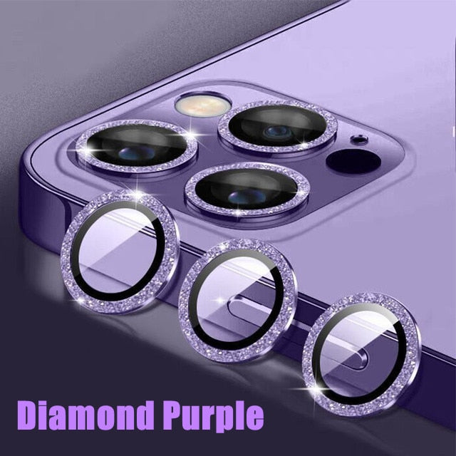 IPhone Camera Lens Shield - 3Pcs - Diamond Purple / iPhone 14 ProMax - Made of Stars