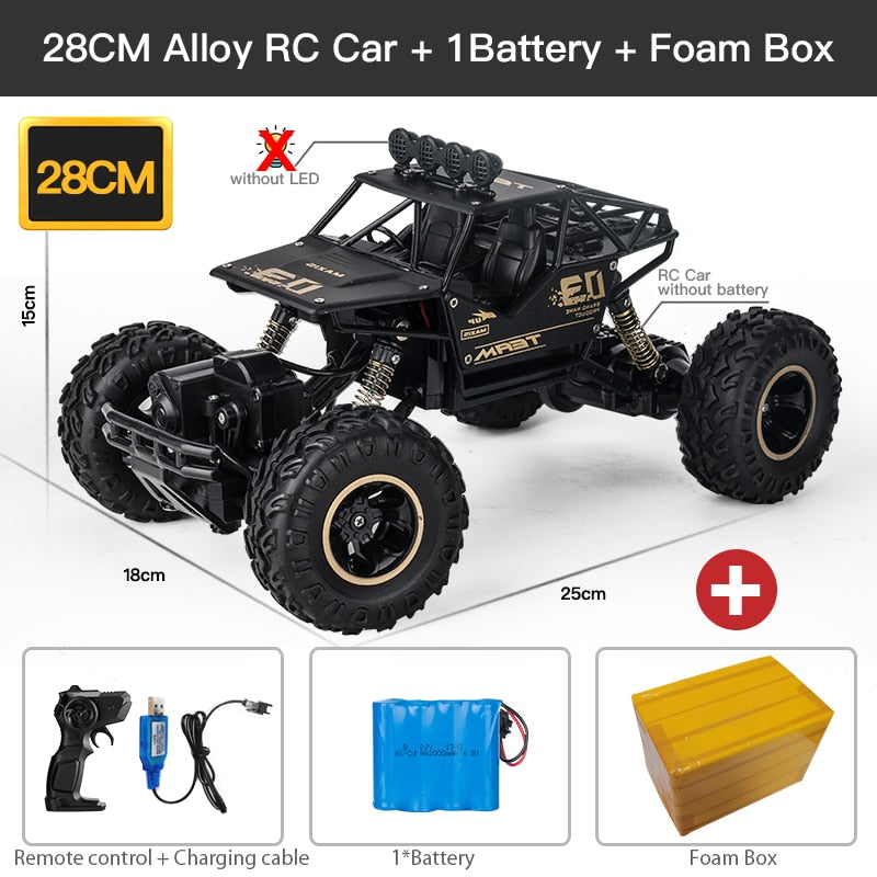 ZWN TurboTracer Series - 4WD RC Car with LED Lights - Black Alloy / 11 inches / 1 battery - Made of Stars