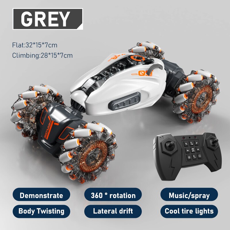 MistRider TurboTwist - 360° 4WD Remote Control Stunt Car - Grey / Remote control only - Made of Stars