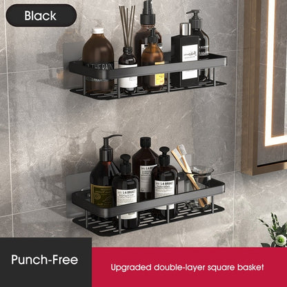 Punch-free Bathroom Shelves - Black two(upgraded) - Made of Stars