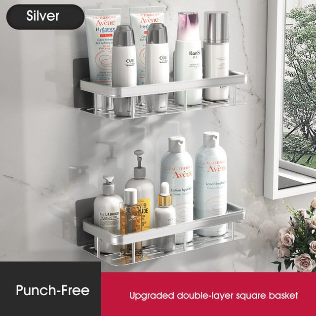 Punch-free Bathroom Shelves - Silver two(upgraded) - Made of Stars