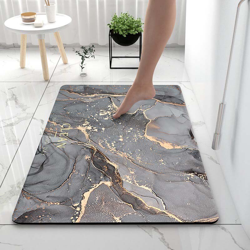 Marble Bathroom Rugs - Soot Marble / XXS - Made of Stars